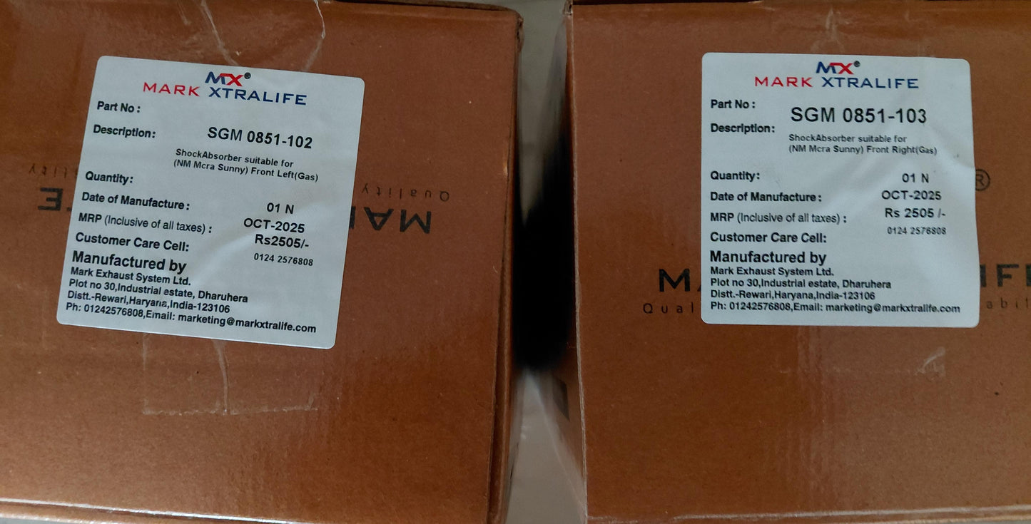 Nissan Sunny, Micra, Renualt Pulse, Scala Front Shocker Set - SGM0851-102 & SGM0851-103 Mark Xtralife