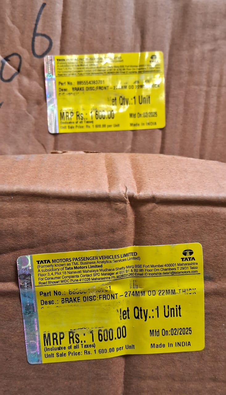 Tata Nexon Front Disc Rotor Set 274 mm - 885554383701 Tata