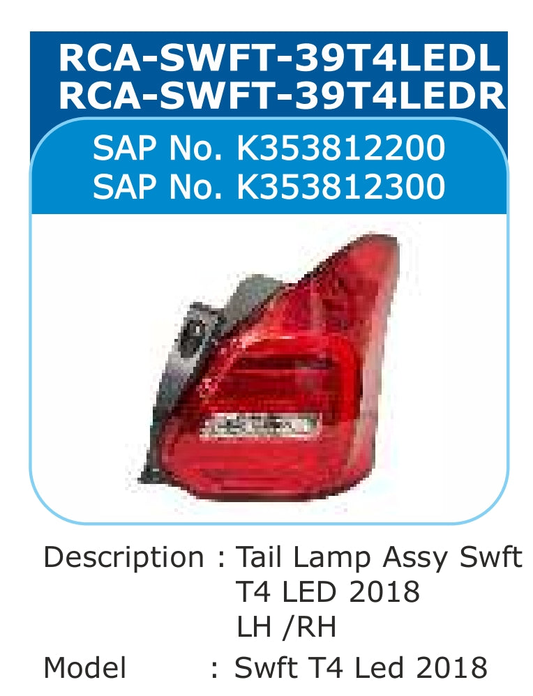 Maruti Suzuki Swift T4 LED Tail Light Right - RCA-SWFT-39T4LEDR Varroc
