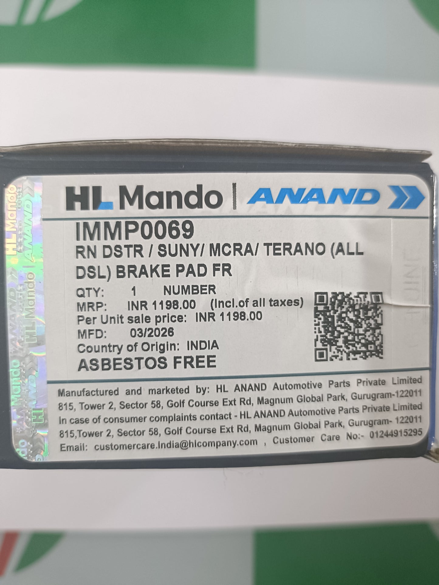 Renault Duster, Pulse, Nissan Micra, Sunny, Terrano Front Brake Pads - IMMP0069 Mando