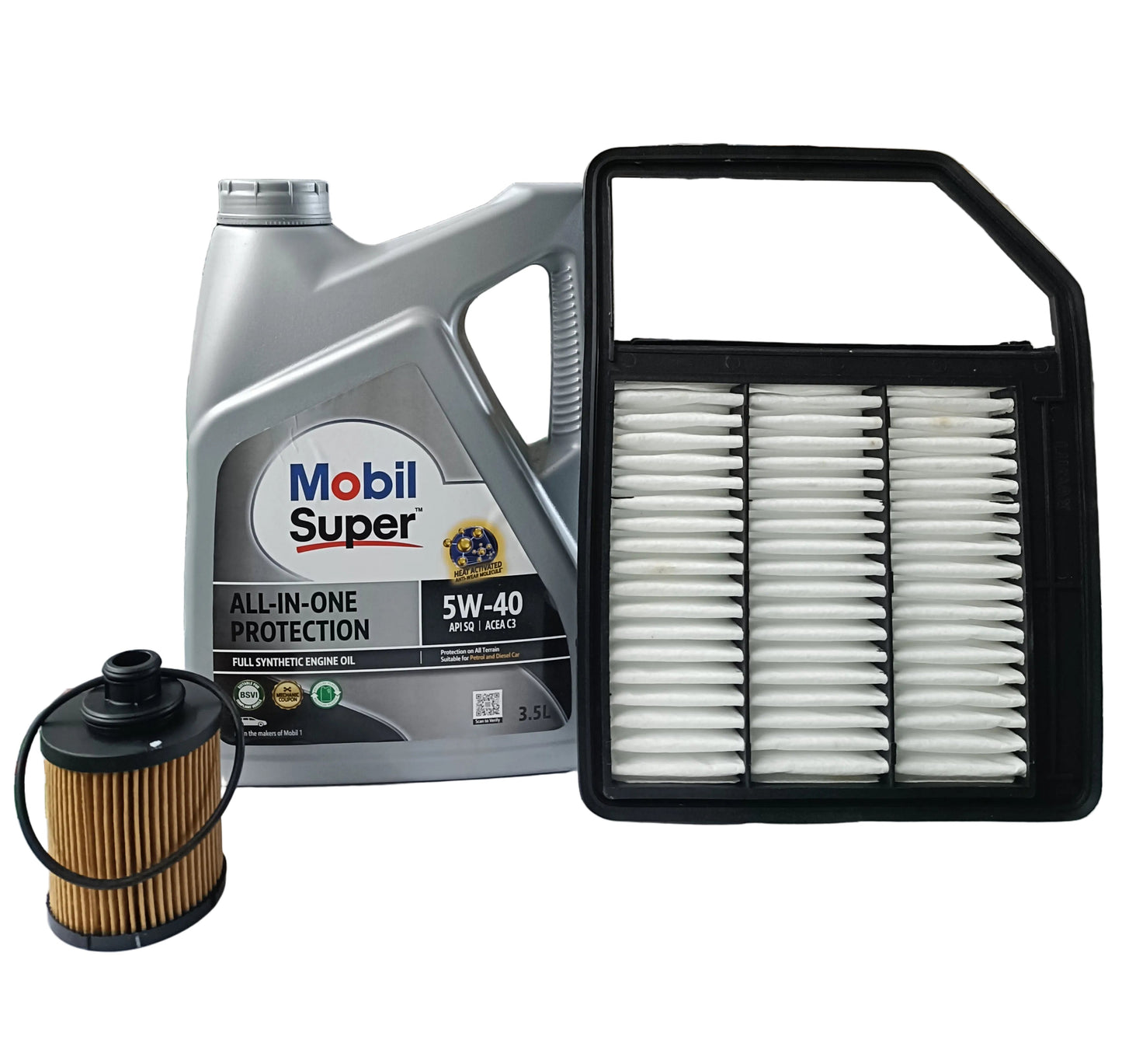 Maruti Suzuki Brezza Diesel Old Service Combo - Oil Filter+Air Filter MGP + Mobil 5W-40 Full Synthetic 3.5 Litres