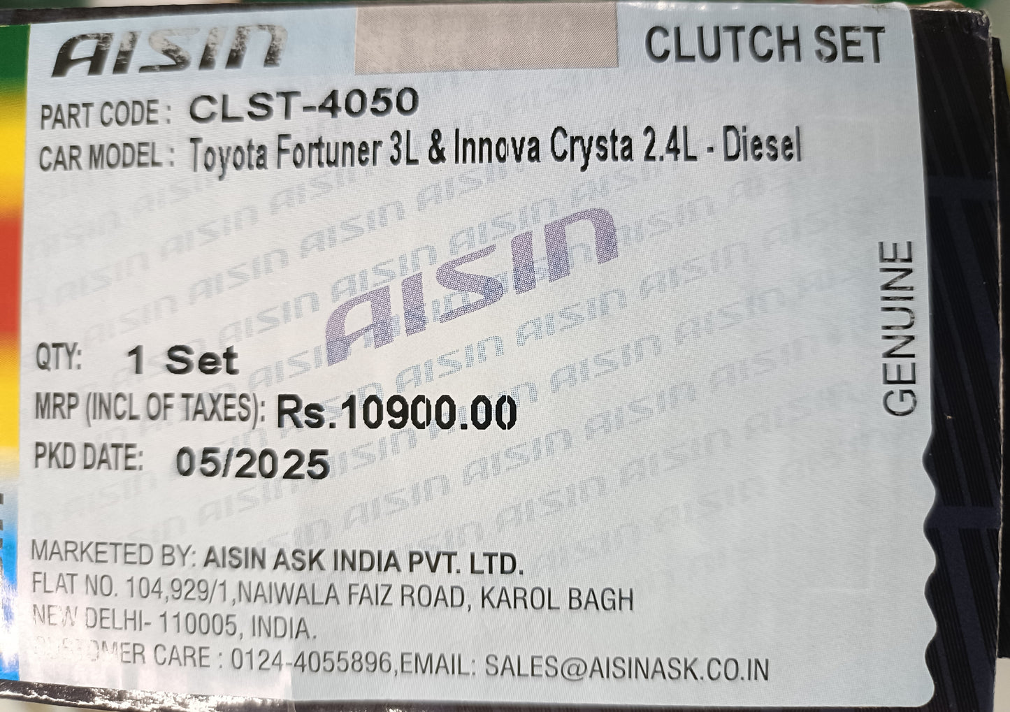Toyota Fortuner, Crysta Diesel OEM Clutch Set - CLST-4050 Aisin Japan