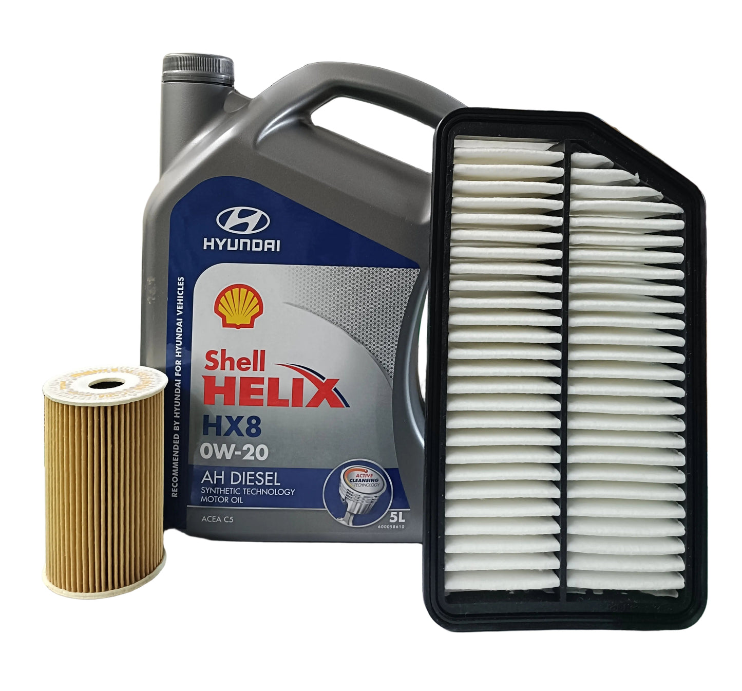 Hyundai Creta, Kia Seltos Diesel Service Combo - 5 Litres HX8 0W-20 ACEA C5 + Oil Filter + Air Filter Hyundai