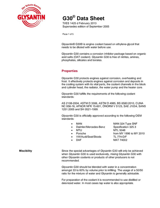 Glysantin Coolant Concentrate G-30 1 litre - BASF