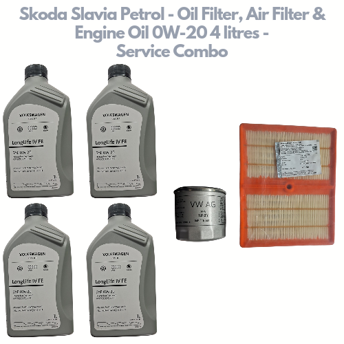 Skoda Slavia Petrol - Oil Filter, Air Filter & Engine Oil 0W-20 4 litres - Volkswagen Genuine Service Kit