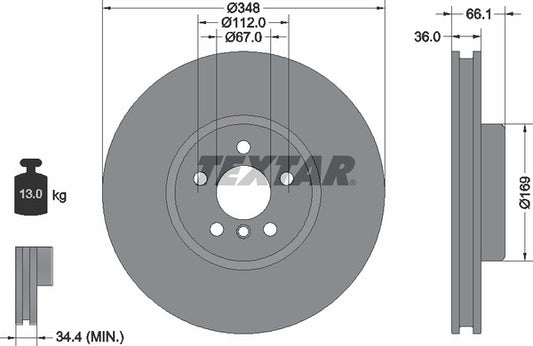 BMW 5 G30 Front Disc Rotor Set Dia 348 mm - 92312605 & 92312705 Textar