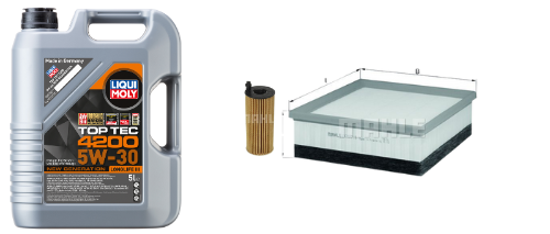 BMW 3 Series (F30) Service Combo - Liqui Moly Top Tec 4200 5W-30 5 Litres + Mahle Oil & Air Filter