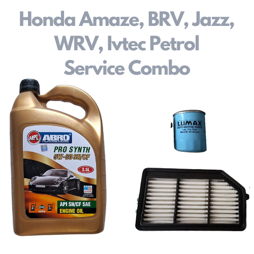 Honda Amaze, BRV, Jazz, WRV, Type 6 Ivtec Petrol - Service Combo - Abro API SN/CF SAE 5W-30 Pro Synth 3.5 litres + Mahle Oil Filter & Sofima Air Filter
