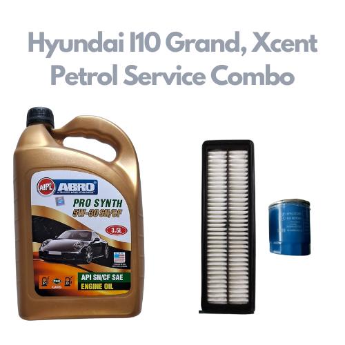 Hyundai I10 Grand, Xcent Petrol - Service Combo - Abro API SN/CF SAE 5W-30 Pro Synth 3.5 litres + Hyundai Oil Filter & Air Filter