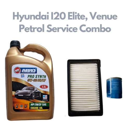 Hyundai I20 Elite, Venue Petrol - Service Combo - Abro API SN/CF SAE 5W-30 Pro Synth 3.5 litres + Hyundai Oil Filter & Air Filter