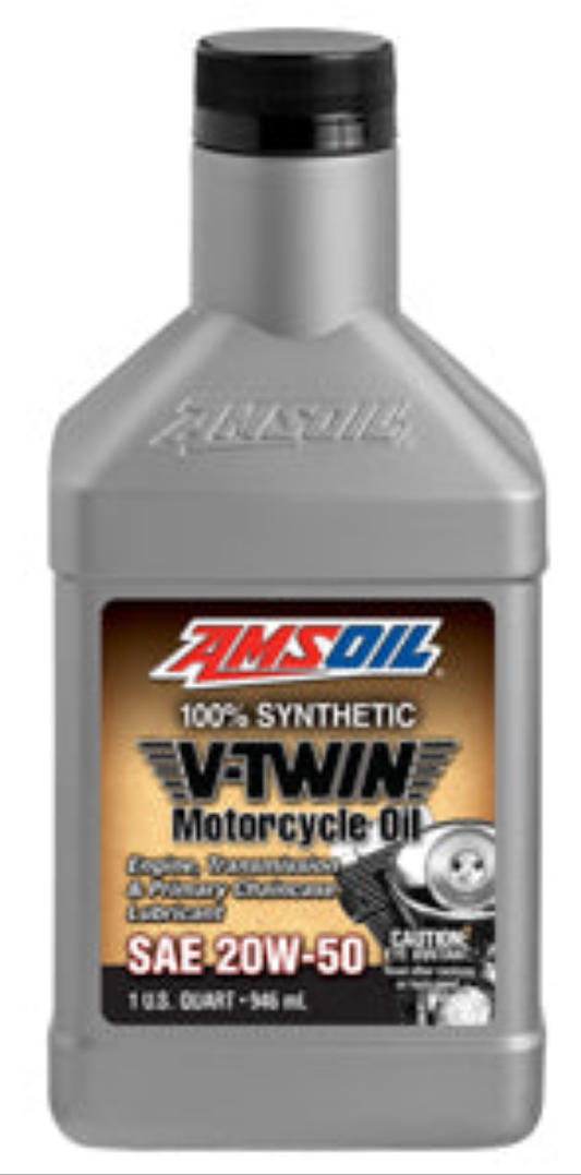 AMSOIL 20W-50 100% Synthetic V-Twin Motorcycle Oil 946ml - MCVQT Amsoil