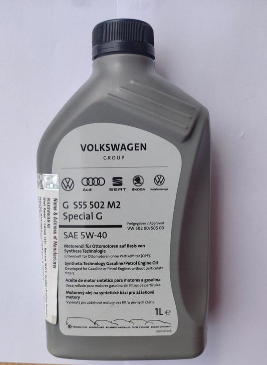 Audi, Skoda, VW Engine Oil SAE 5W-40 1L, G S55 502 M2 - Volkswagen 502 00/505 00