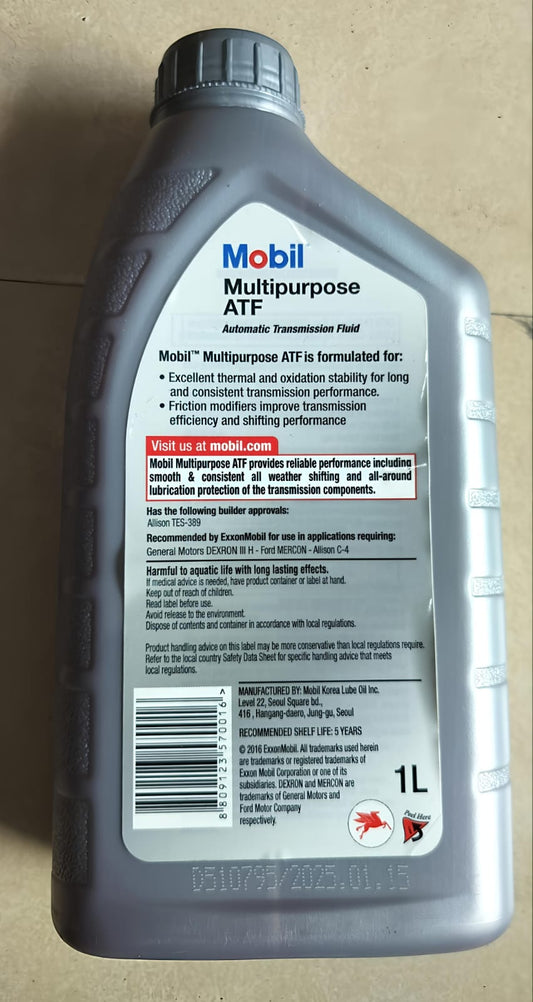 Mobil Multipurpose ATF High Performance Automatic Treansmission Fluid 1L - Mobil