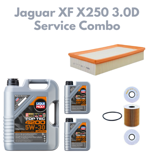 Jaguar XF X250 3.0D Service Combo - Liqui Moly 5W30 Top Tec 4200 7L + Mahle Oil & Air Filter