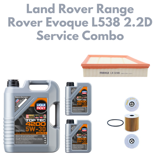 Land Rover Range Rover Evoque L538 2.2D Service Combo - Liqui Moly 5W30 Top Tec 4200 7L + Mahle Oil & Air Filter