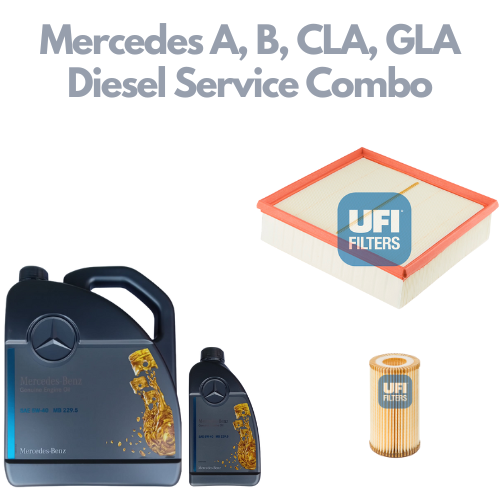 Mercedes A, B, CLA, GLA Diesel Service Combo - Mercedes 5W40 6 Litres + Mahle Oil & Air Filter