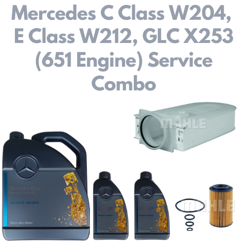 Mercedes C W204, E W212 GLC X253 (651 Engine) Diesel Service Combo - Mercedes 5W-40 7 Litrs + Mahle Oil & Air Filter