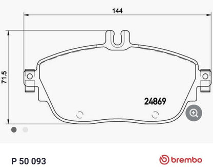 Mercedes A W176, B W246, CLA C117, GLA X156  Front Brake Pad Set - P50093 Brembo