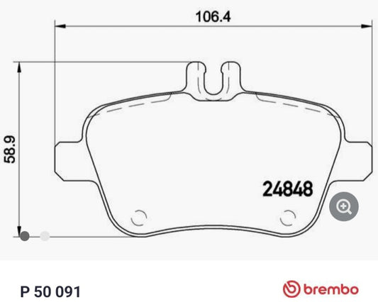 Mercedes A W176, B W246, CLA C117, GLA X156 Rear Brake Pad Set - P50091 Brembo