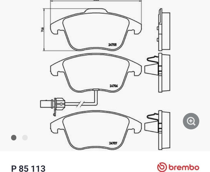 Audi A4 8K2 Front Brake Pad Set  - P85113 Brembo