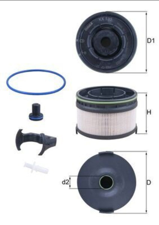 Mercedes A W177, B H247, GLC X253, W205, W213, CLA C118 Diesel Fuel Filter- KX 533 KIT Mahle