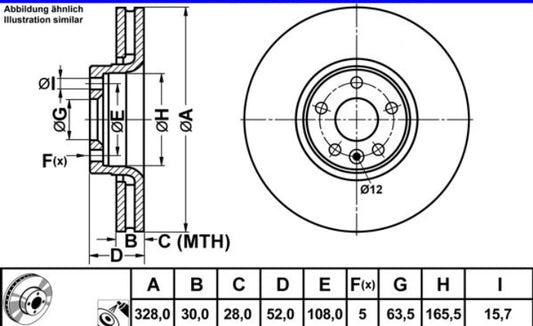 Volvo XC60 I Front Disc Rotor Set 328mm - 24013002121 ATE