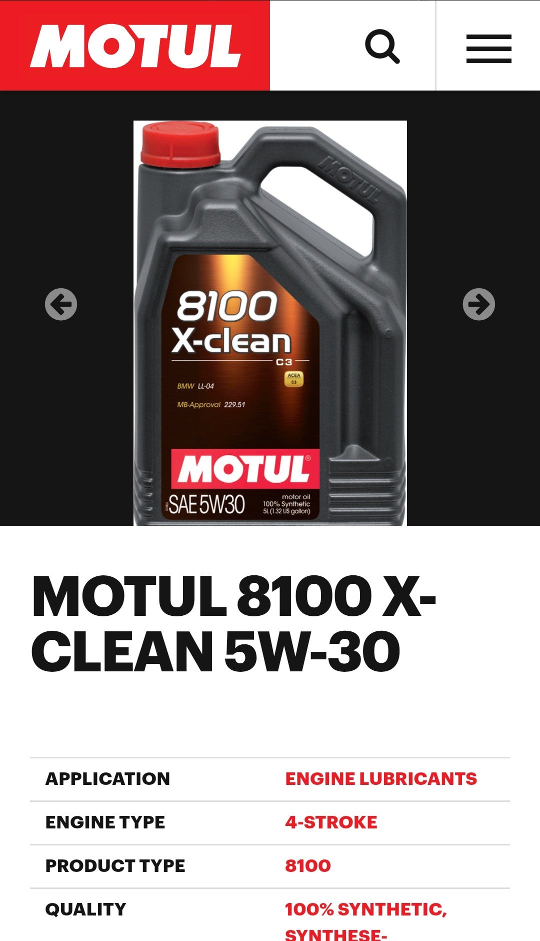 Motul 8100 X-clean+ SAE 5W-30 5 litres - Motul