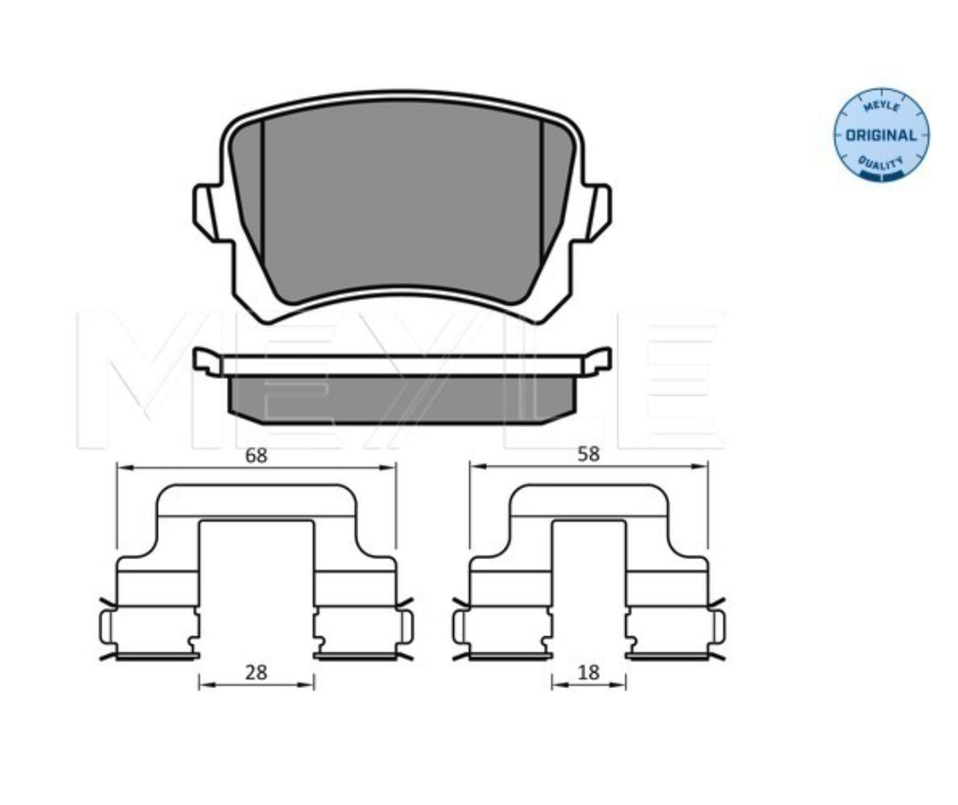 Audi A6 4F2, Q3 8UB, TT, Skoda Octavia, Superb, Yeti, VW Jetta, Passat B6, B7, Tiguan Rear Brake Pad Set - 0252448317 Meyle Germany