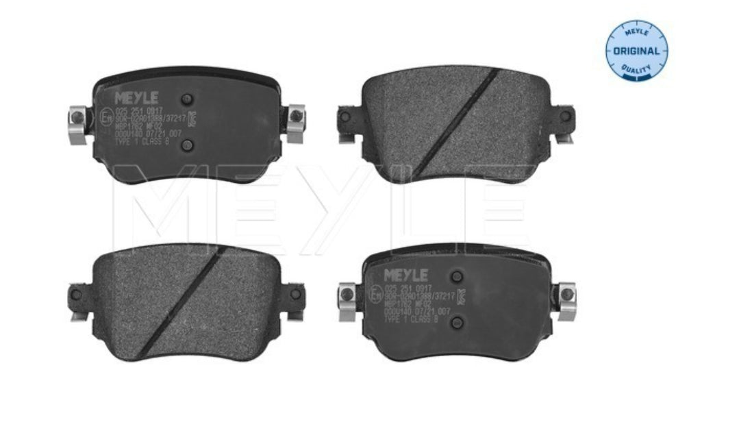 Audi A1, Q3, Seat, Skoda Octavia III, Volkswagen (2015 Onwards) Rear Brake Pad Set - 0252510917 Meyle Germany