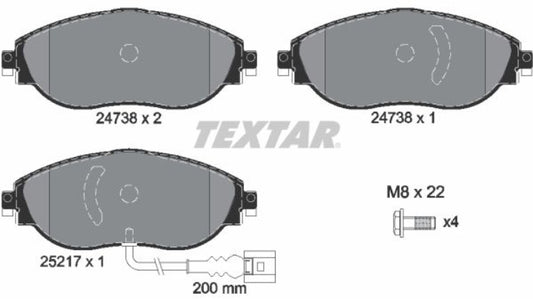 Audi A3 8V1, Q2 GAB, Q3 F3B, Skoda Octavia III, IV, Superb III, IV, VW Passat 3G2, Tiguan AD1  Front Brake Pad Set - 2473803 Textar