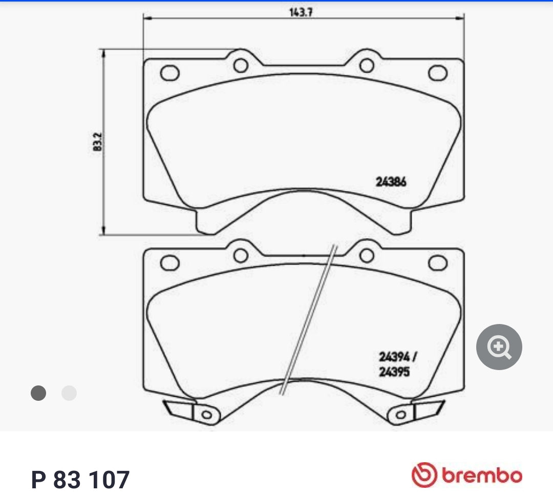 Toyota Land Cruiser 200 J2, Prado J15 Front Brake Pad Set - P83107 Brembo