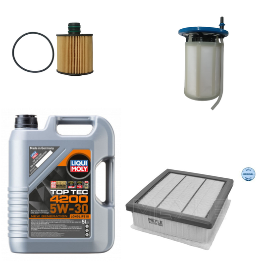 Jeep Compass Service Combo Oil & Air Filter Meyle, Diesel Filter Jeep, Engine Oil 5L Liqui Moly 5W-30 Top Tec 4200