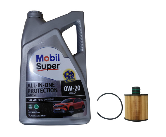 Jeep Compass, MGHEC, Tata Harrier Diesel Service Combo - Jeep Oil Filter + 5L ACEA C5 0W-20 Full Synthetic Engine Oil Mobil