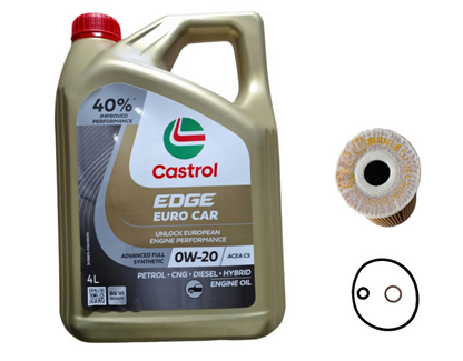 Hyundai Creta, i20, Fluidic, i10 Grand, Xcent, Kia Seltoz Diesel BS VI Oil Filter 26320-2A501 Hyundai / Kia + Castrol Edge C5 0W-20 5 Litres Fully Synthetic Engine Oil - Service Combo