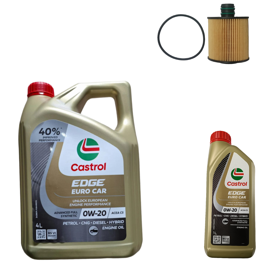Jeep Compass, MGHEC, Tata Harrier Diesel Service Combo - Jeep Oil Filter + 5L 0W-20 C5 Castrol Edge