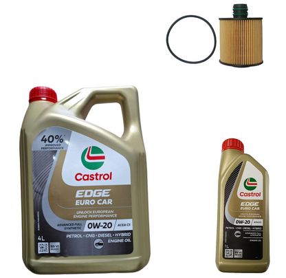 Jeep Compass, MGHEC, Tata Harrier Diesel Service Combo - Jeep Oil Filter + 5L 0W-20 C5 Castrol Edge