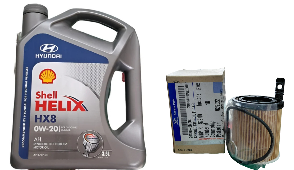 Hyundai Creta, Kia Seltos BS VI Petrol Service Combo - Shell 0W-20 3.5L + Hyundai Oil Filter + Air Filter