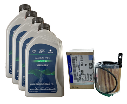 Creta 2024 Petrol Service Combo - VW LongLife 1V FE SAE 0W-20 4L (1X4) - VW 508 00/509 00 + Oil Filter + Air Filter