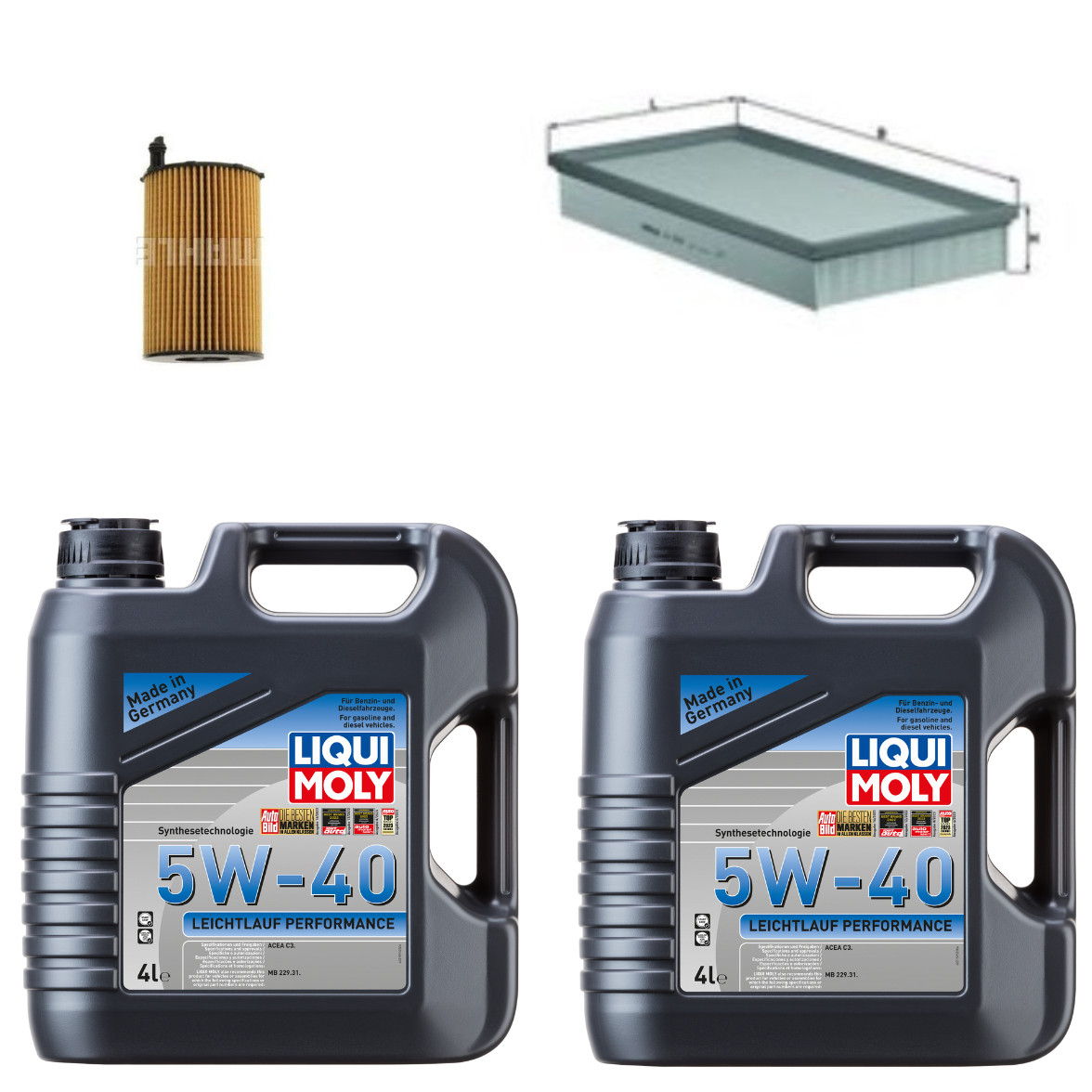 Audi Q7, Porsche Cayenne, VW Touareg 3.0 Service Combo - Liqui Moly Leichtlauf Performance 5W-40 8 Litres + Mahle Oil & Air Filter