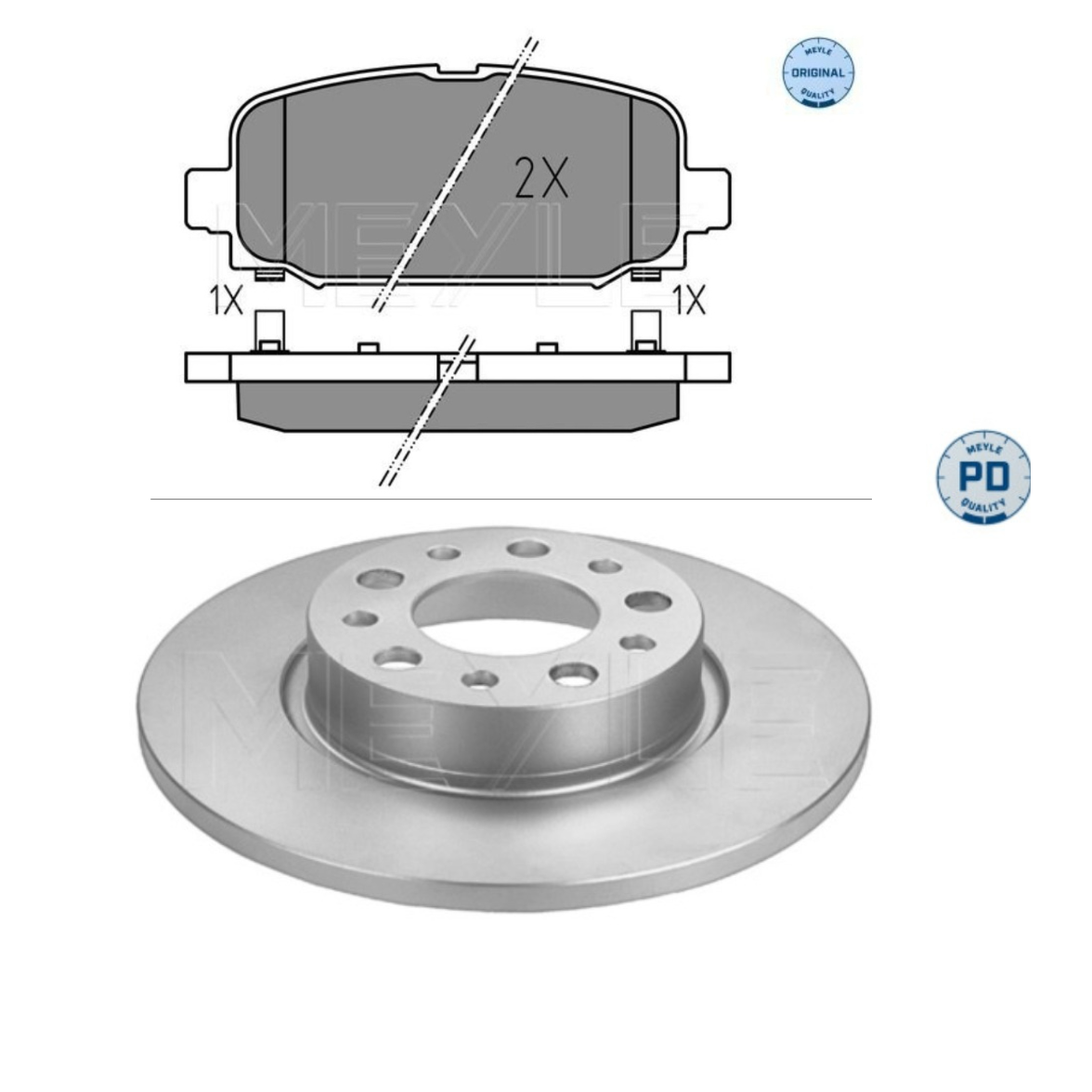 Jeep Compass Rear Brake Disc Set + Brake Pad Set - 0252284418 & 15-155230003/PD Meyle Germany