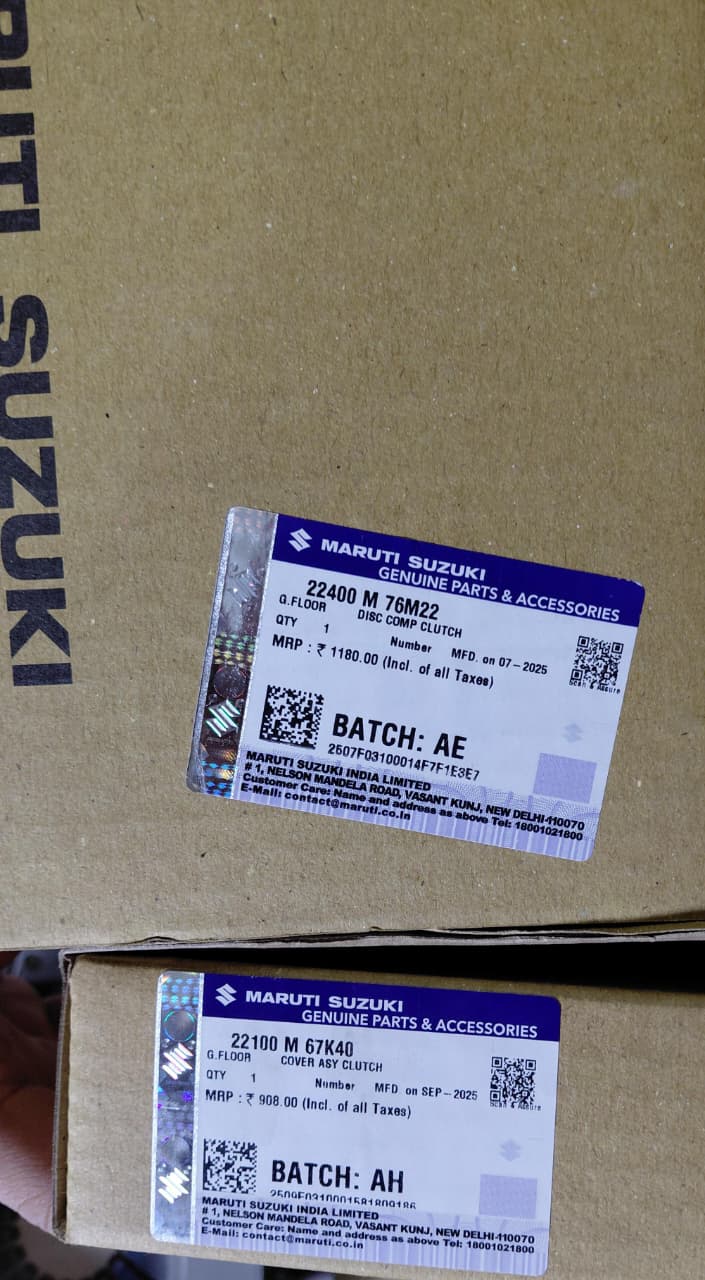 Maruti Suzuki Wagon R (From 2018) K10 Engine, Celerio (From 2021) - Clutch Set with clutch bearing - 22400 M 76M22, 22100 M 67K40, 23265 M 79F80 - MGP Genuine