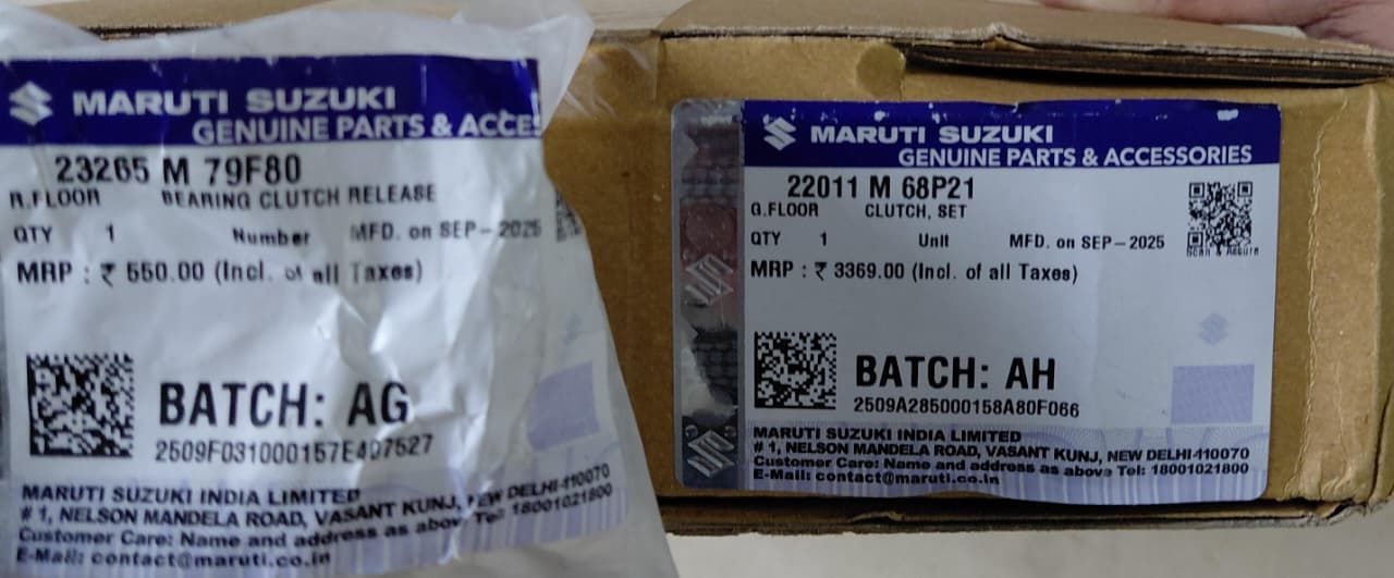 Maruti Suzuki Baleno old Petrol - Clutch Set with clutch bearing - 22011 M 68P21, 23265 M 79F80 - MGP Genuine