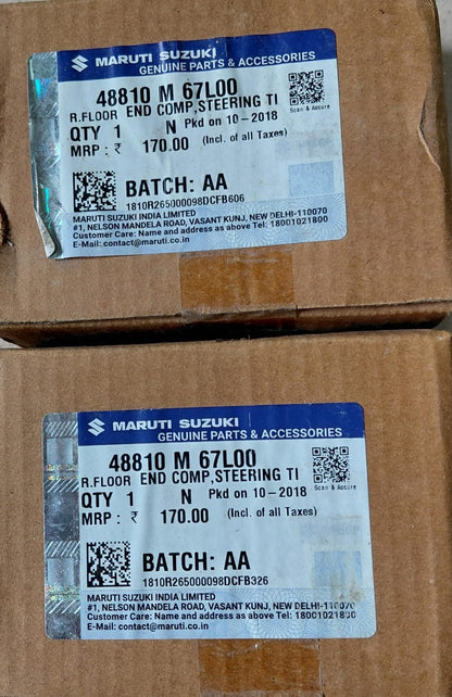 Maruti Suzuki Wagon R K Series (2010-18) - Tie Rod End RH & LH Side Set 48810 M 67L00 - MGP Genuine