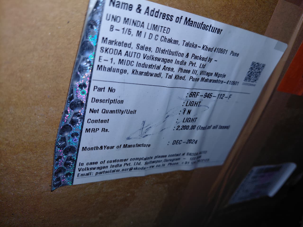 VW Vento Type 2 (2011-18) - Tail Light 6RF945112F - Volkswagen Genuine