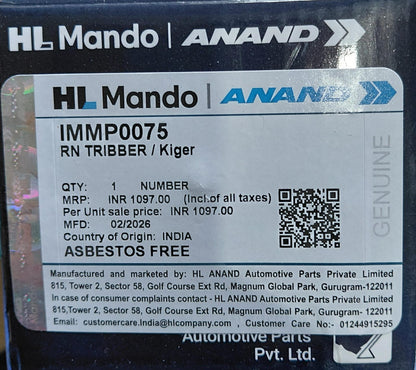 Renault Triber, Kiger Front Brake Pads - IMMP0075 Mando
