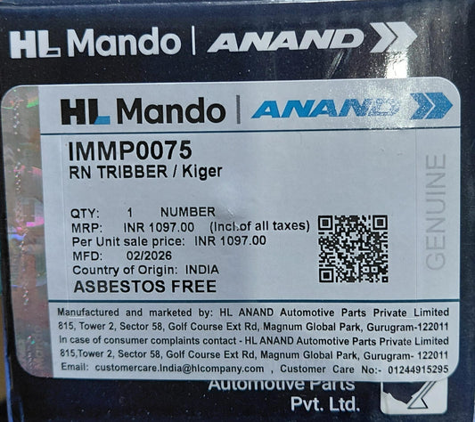 Renault Triber, Kiger Front Brake Pads - IMMP0075 Mando