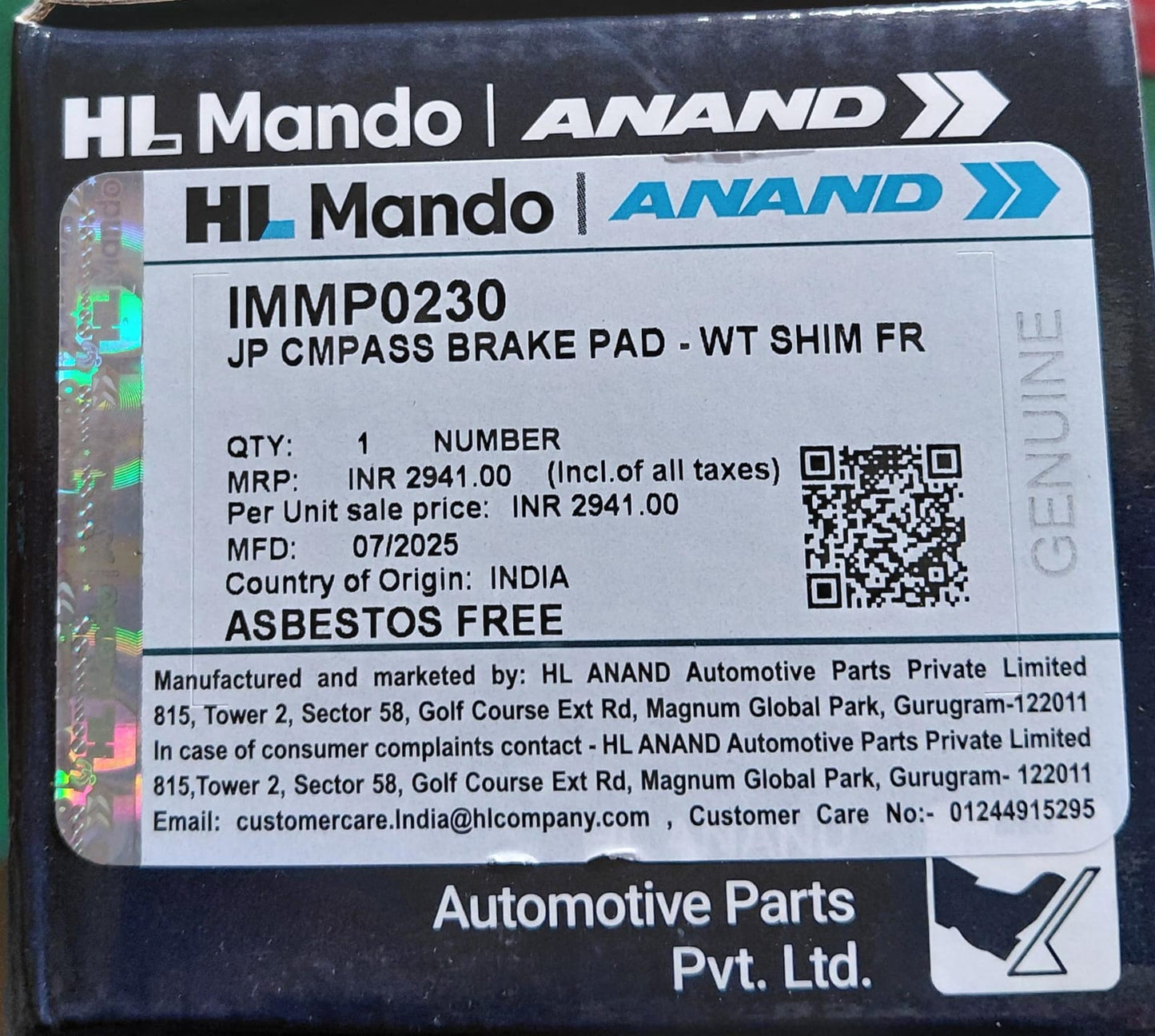 Jeep Compass Front Brake Pads - IMMP0230 Mando