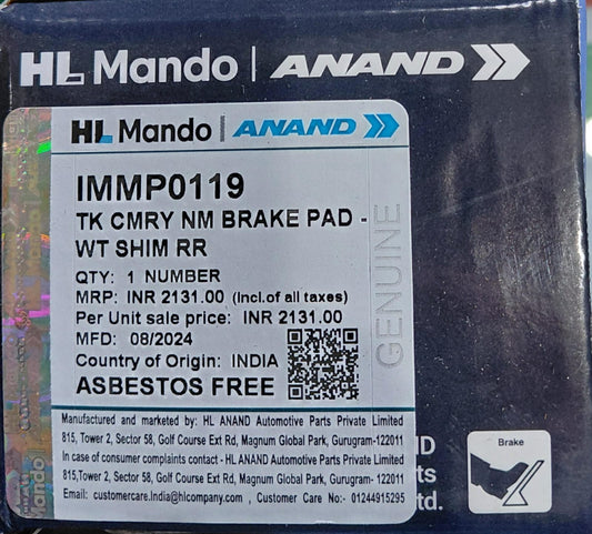 Toyota Camry New Rear Brake Pads - IMMP0119 Mando