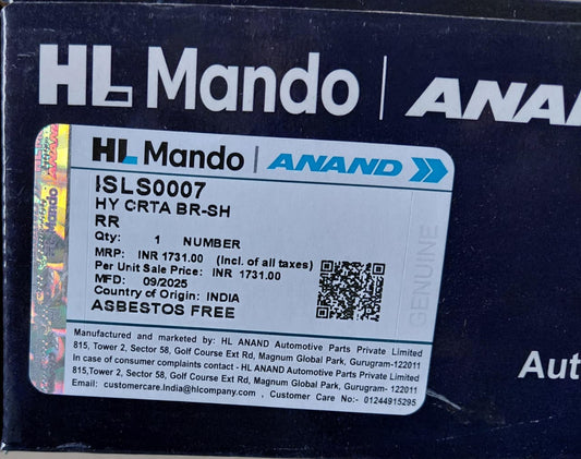 Hyundai Creta Rear Brake Shoe - ISLS0007 Mando