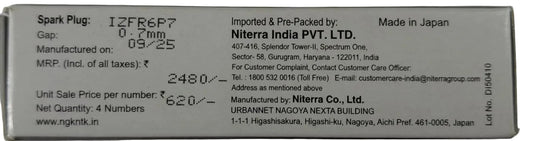 Volkswagen Polo, Vento, Skoda Rapid - Iridium Spark Plug - IZFR6P7 - NGK Genuine